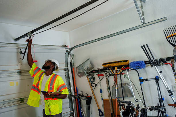 Professional Garage Door Installation technician working in San Carlos Park, FL